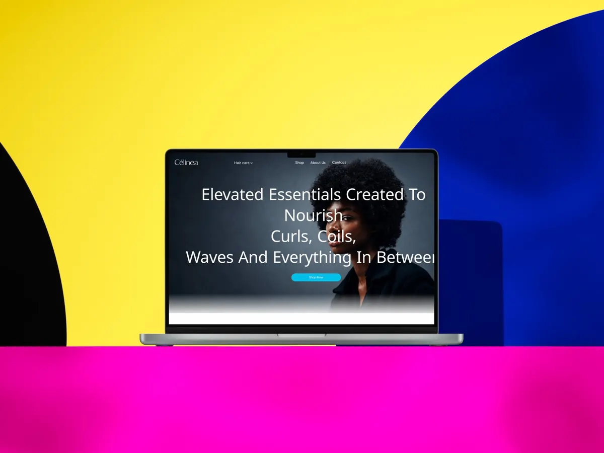 Célinea hair care website concept displayed on a laptop mockup.