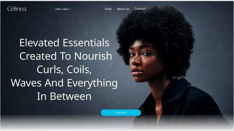 Célinea hair care website hero designed by Amare Web Engineering