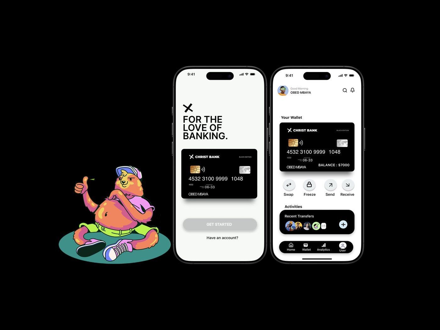 Christ Bank fintech app concept designed by Amare Web Engineering