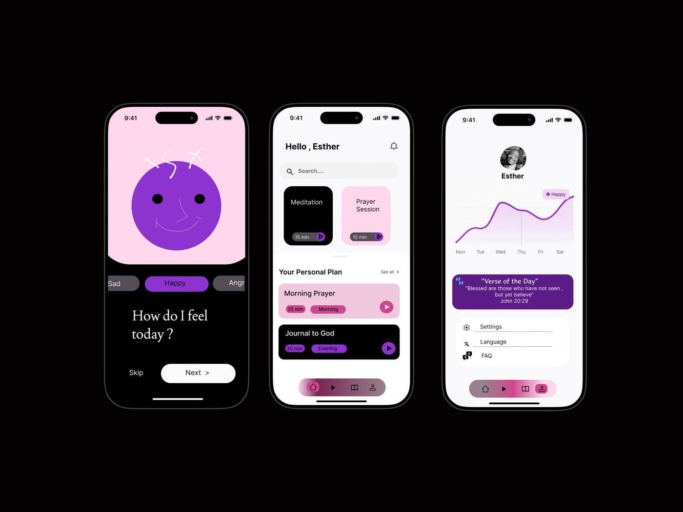Prayer and meditation app designed by Amare Web Engineering