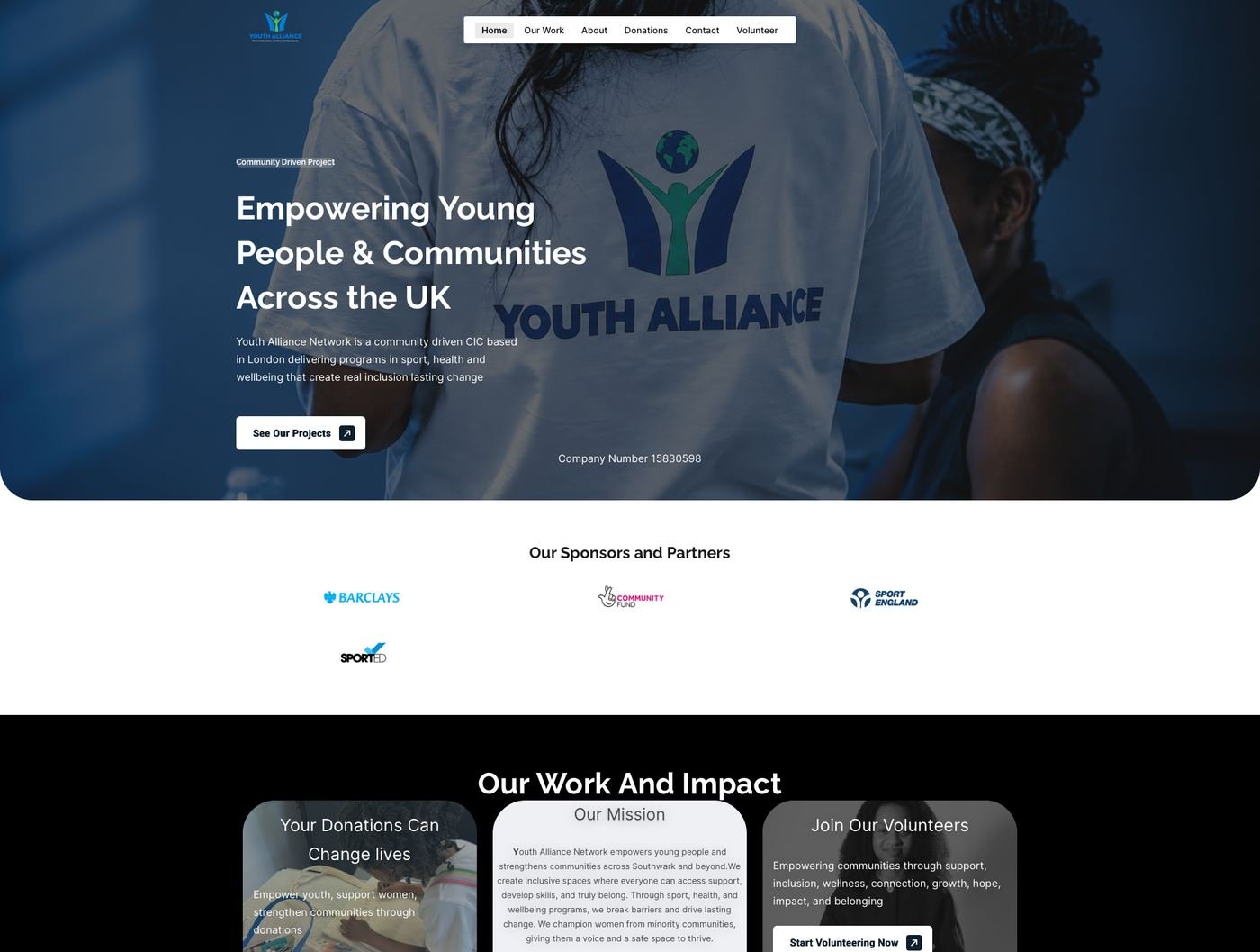 Youth Alliance Network community website built by Amare Web Engineering